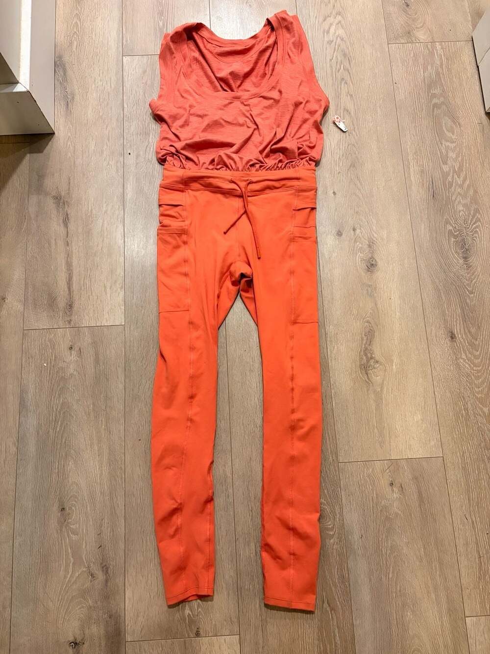 Free People Movement Off To The Races Apricot Orange Cargo Leggings Jumpsuit